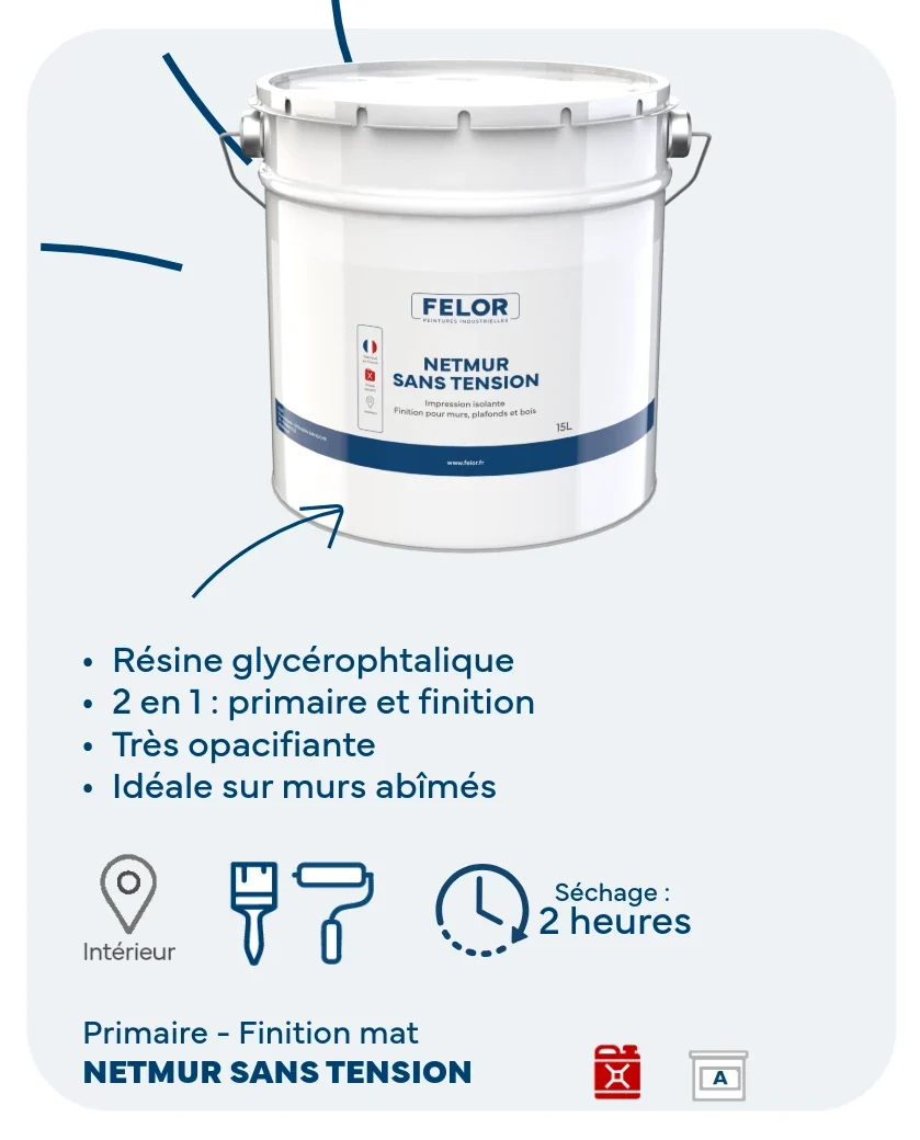 Impression et finition sans tension pour mur et plafond intérieur tachés, gras, brulés - NETMUR SANS TENSION