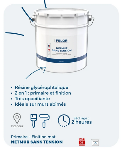 Impression et finition sans tension pour mur et plafond intérieur tachés, gras, brulés - NETMUR SANS TENSION