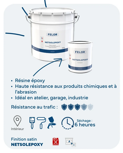 Peinture sol époxy intérieur - trafic intense - NETSOLEPOXY