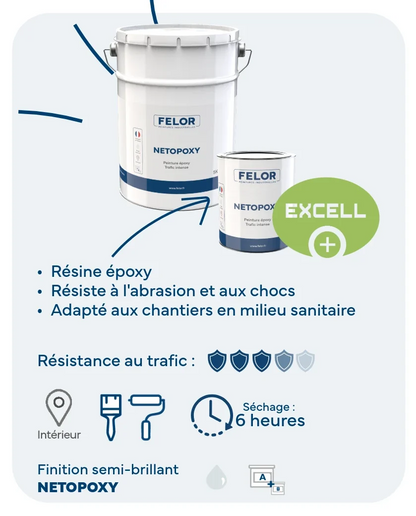 Peinture sol époxy hydro intérieur - trafic intense - NETOPOXY