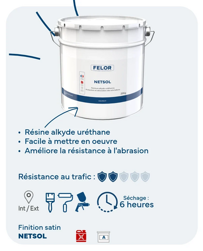 Peinture sol intérieur & extérieur - trafic léger - Gris 7040 - NETSOL