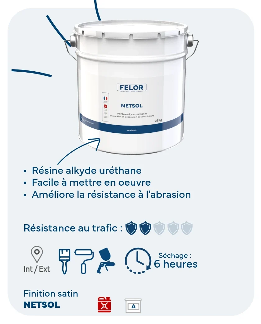 Peinture sol intérieur & extérieur - trafic léger - RAL 8012 - NETSOL