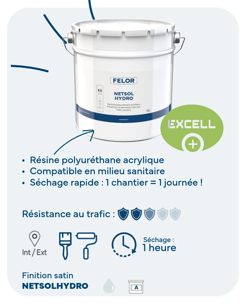 Peinture sol hygiène intérieur & extérieur - trafic soutenu - Blanc - NETSOLHYDRO
