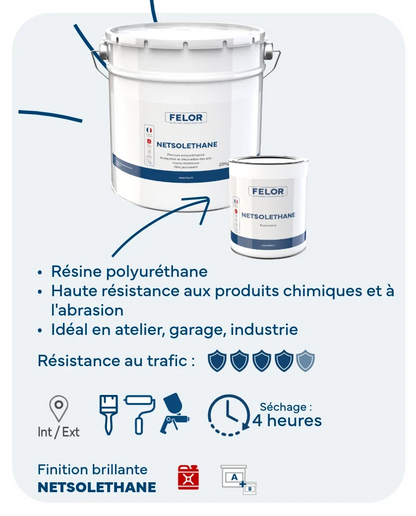 Peinture sol PU intérieur & extérieur - trafic intense - NETSOLETHANE