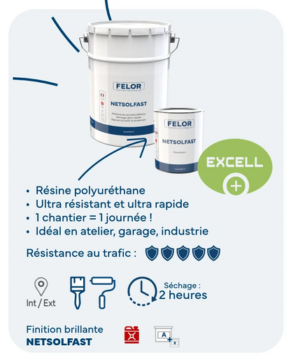 Peinture sol séchage rapide intérieur & extérieur - trafic intense - NETSOLFAST